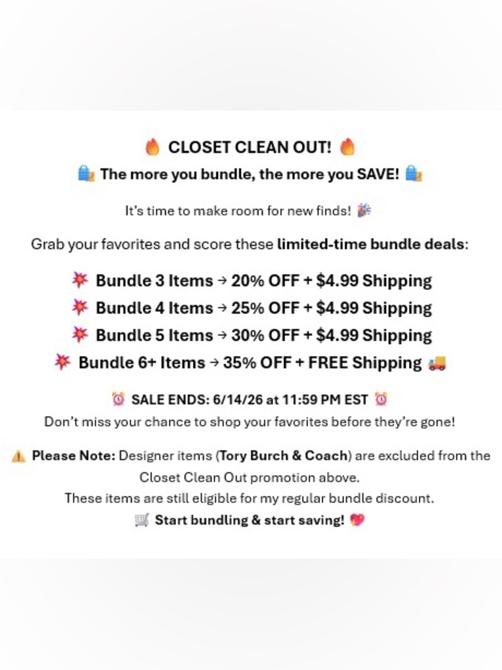 Closet Clean Out Sale!